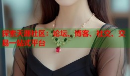 探索天涯社区：论坛、博客、社交、交易一站式平台