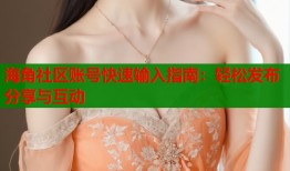 海角社区账号快速输入指南：轻松发布分享与互动