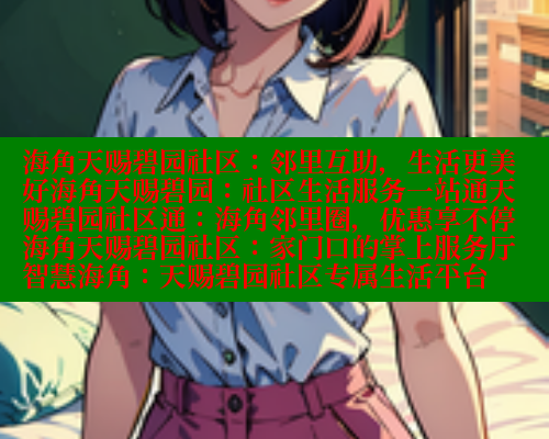海角天赐碧园社区：邻里互助，生活更美好海角天赐碧园：社区生活服务一站通天赐碧园社区通：海角邻里圈，优惠享不停海角天赐碧园社区：家门口的掌上服务厅智慧海角：天赐碧园社区专属生活平台